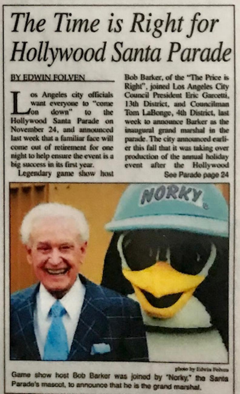 Bob Barker, Hollywood SANTA Christmas Parade, NORKY, ADAM SANDLER